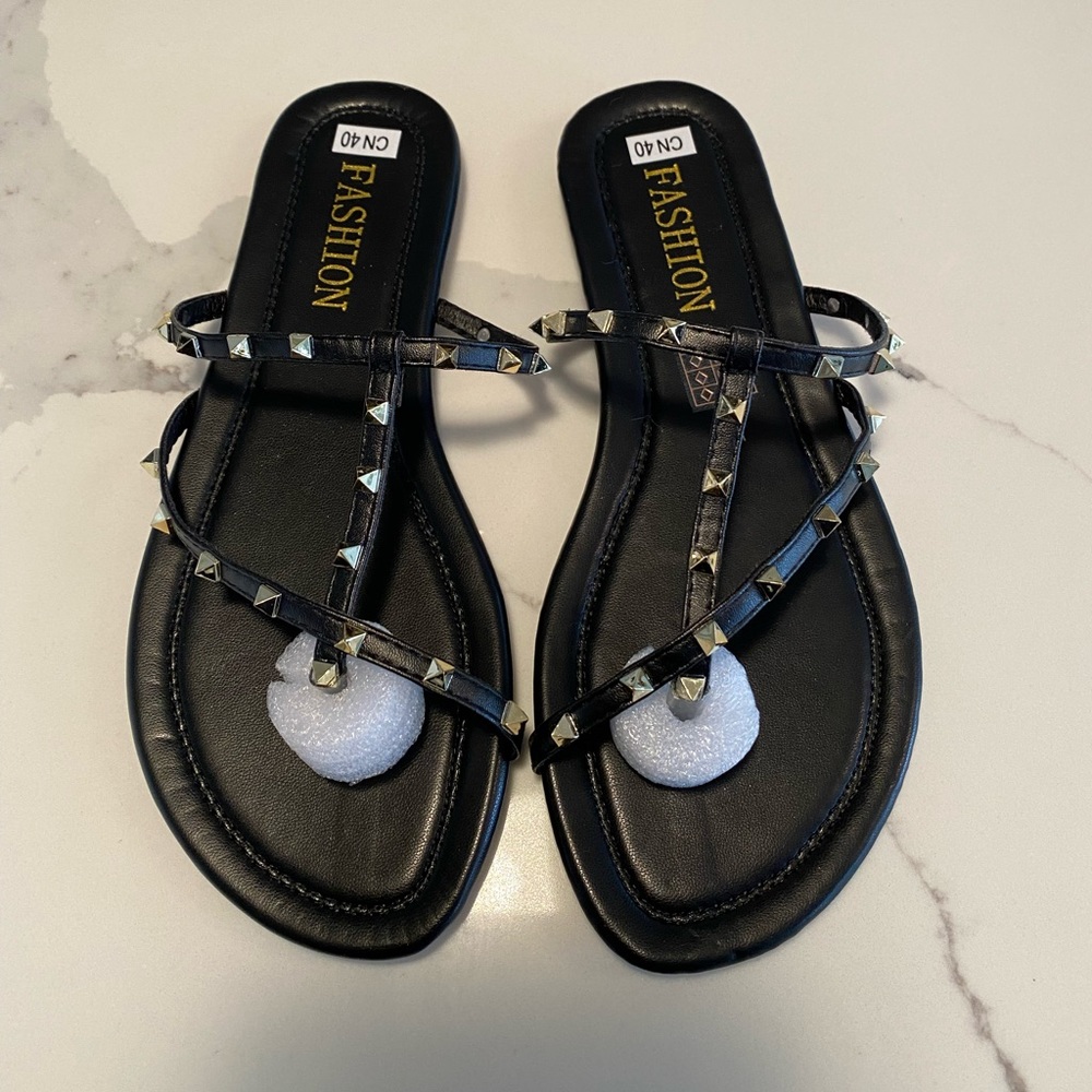 Black studded sandals
